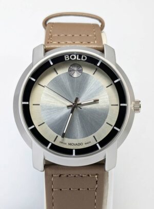 Movado BOLD Modern Two-Tone Dial Men’s Leather Watch